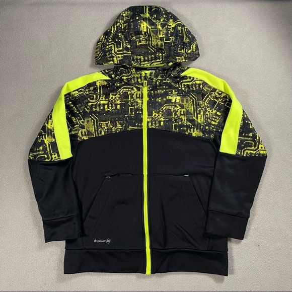 Russell large(10-12) black & yellow zip up hooded sweatshirt dri-power 360 - Picture 2 of 6